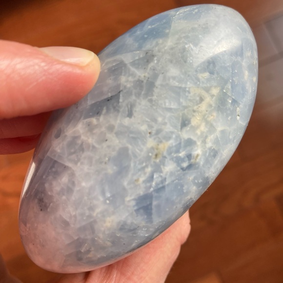 Blue Calcite Palm Stone Crystal - Picture 3 of 6